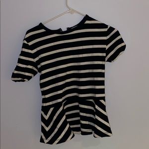 Navy and white stripe peplum top